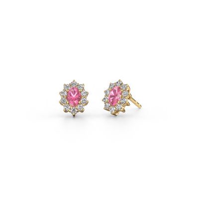 Boucles d'oreilles Leesa 585 or jaune saphir rose 6x4 mm
