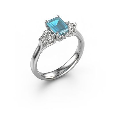 Bague de fiançailles Myrna EME 950 platine topaze bleue 6x4 mm