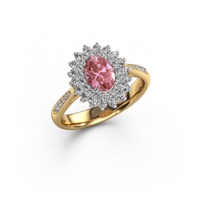 Engagement ring Alina 2 585 gold pink lab grown diamond 7x5 mm