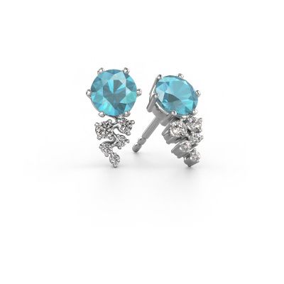 Boucles d'oreilles Royce 585 or blanc topaze bleue 6 mm