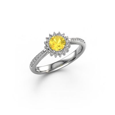Engagement ring Tilly RND 2 585 white gold yellow sapphire 5 mm