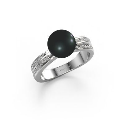 Ring Jolies 585 Weißgold Schwarz Perle 8 mm