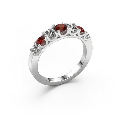 Ring Selina 3 585 witgoud granaat 3.7 mm