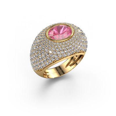 Bague Armida 585 or jaune saphir rose 9x7 mm