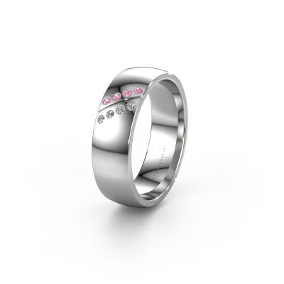 Wedding ring WH1201L26AP8 950 platinum pink sapphire ±0.24x0.07 in