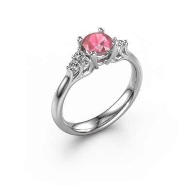 Engagement ring Monika RND 585 white gold tourmaline pink 5.5 mm