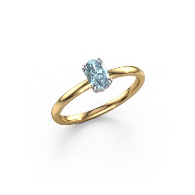 Engagement ring Lynelle 1 585 gold blue lab grown diamond 6x4 mm