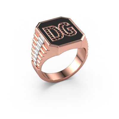 Rolex style ring Stephan 3 585 rose gold black diamond 0.006 crt