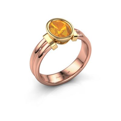 Ring Gerda 585 rosé goud citrien 8x6 mm