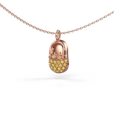 Pendant Babyshoe 585 rose gold yellow sapphire 1.3 mm