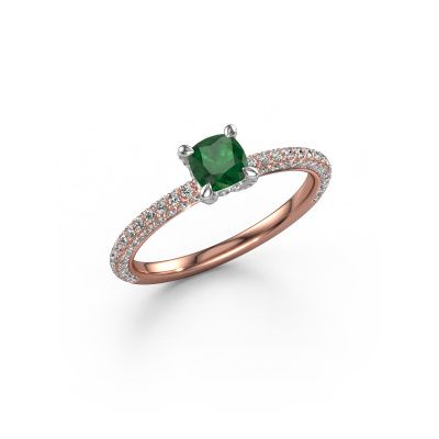 Verlobungsring Saskia 2 cus 585 Roségold Smaragd 4.5 mm