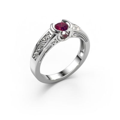 Ring Elena 585 white gold rhodolite 4 mm