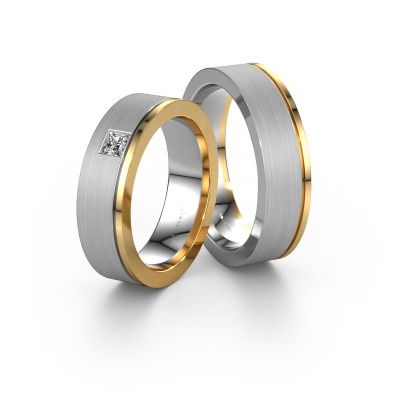 Alliances set WH0550LM16CMP ±6x2.2 mm 14 Carat or blanc diamant 0.17 crt