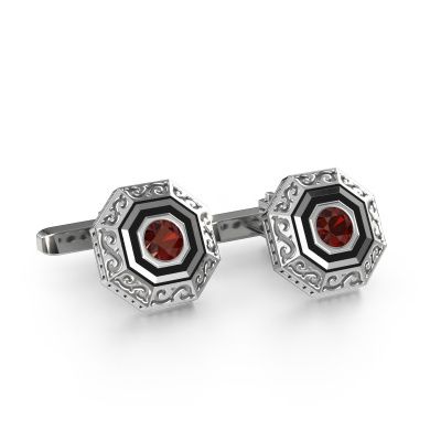 Cufflinks Dion 585 white gold garnet 5 mm