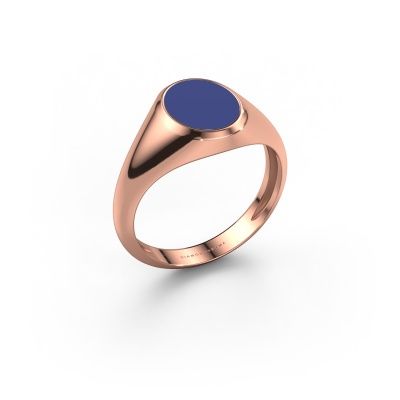 Bague pinky Herman 1 light 585 or rose émail bleu 10x8 mm