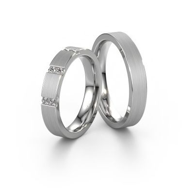 Eheringe set WH2133LM14BM ±4x2 mm 14 Karat Weißgold Diamant 0.03 crt