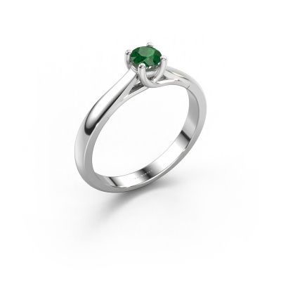 Engagement ring Mia 1 585 white gold emerald 4 mm