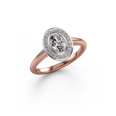 Verlobungsring Noud 1 OVL 585 Roségold Zirkonia 6x4 mm