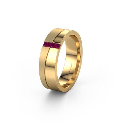 Wedding ring WH0906L16A 585 gold rhodolite ±0.24x0.07 in