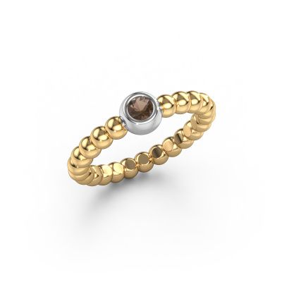 Stackable ring Dini 585 gold smokey quartz 3 mm