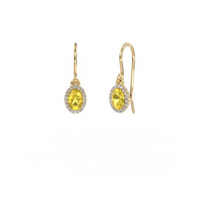 Drop earrings Seline ovl 585 gold yellow sapphire 6x4 mm