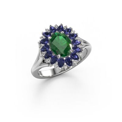 Engagement ring Lidia 950 platinum emerald 8x6 mm