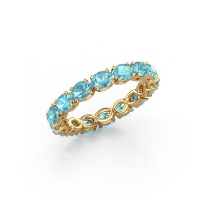 Ring Vivienne OVL 4x3 585 goud blauw topaas 4x3 mm
