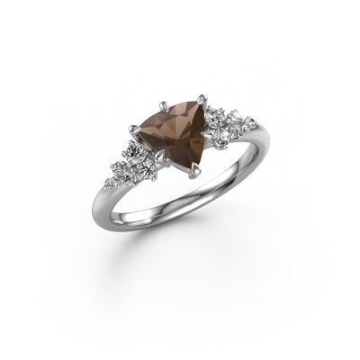 Engagement ring Royce TRI 950 platinum smokey quartz 7 mm