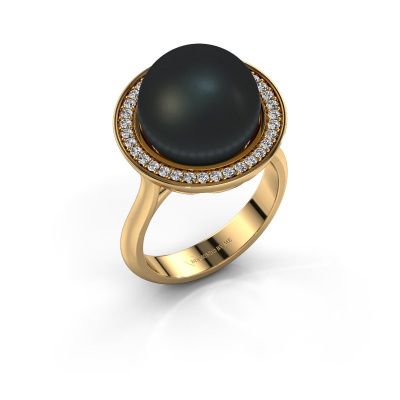 Ring Grisel 585 Gold Schwarz Perle 12 mm