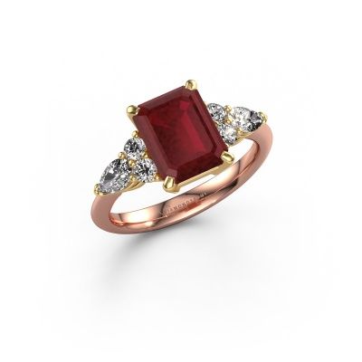 Verlobungsring Melani EME 585 Roségold Rubin 9x7 mm