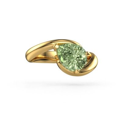 Engagement ring Aida PER 585 gold green lab grown diamond 9x7 mm