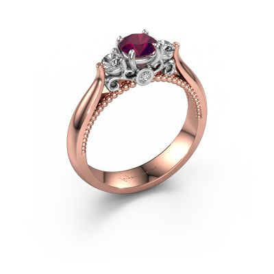 Engagement ring Tiffani 585 rose gold rhodolite 5 mm