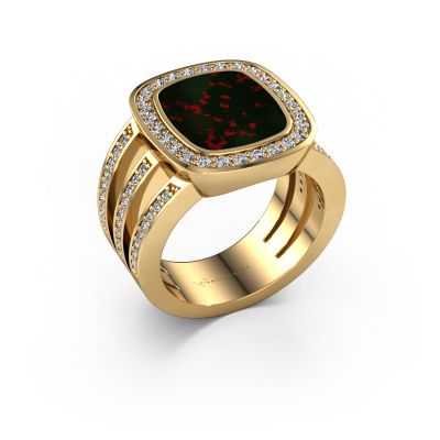 Signet ring Tijn 585 gold bloodstone 13x11 mm