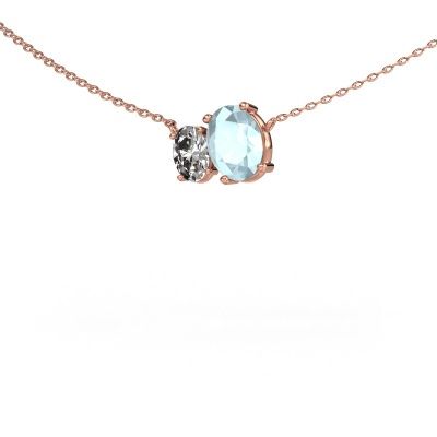 Pendant Toi et Moi OVL OVL 585 rose gold aquamarine 8x6 mm