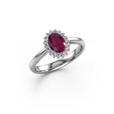 Engagement ring Tilly ovl 1 585 white gold rhodolite 7x5 mm