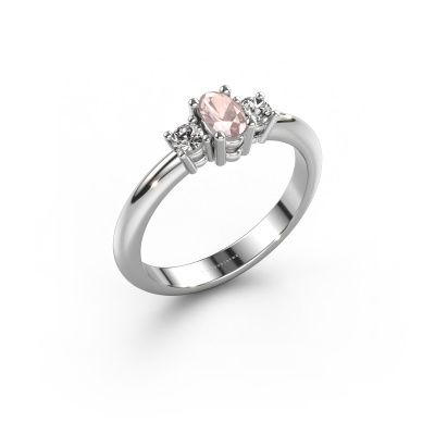 Engagement ring Karie 585 white gold morganite champagne 5x3 mm