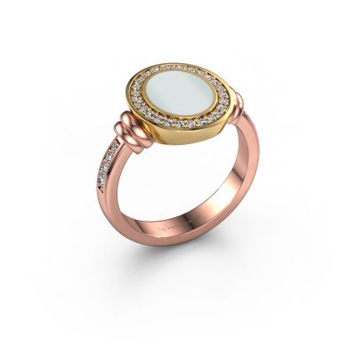 Siegelring Servie 1 585 Roségold grüner Lagenstein 10x8 mm