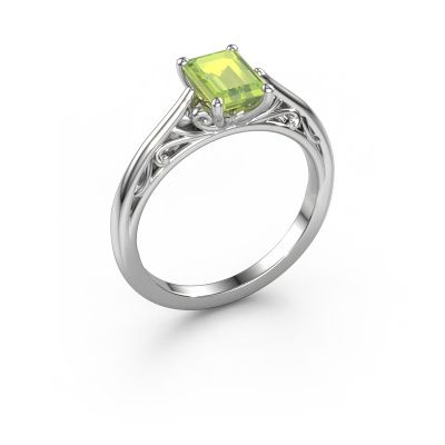 Engagement ring Shannon eme 585 white gold peridot 7x5 mm