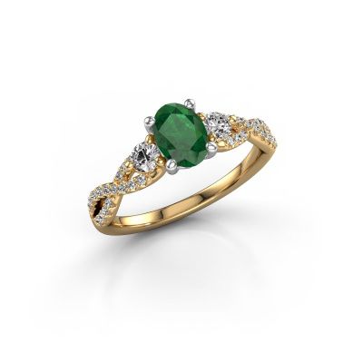 Engagement ring Marilou OVL 585 gold emerald 7x5 mm