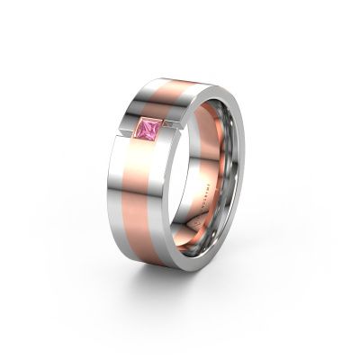 Wedding ring WH2042P 585 rose gold pink sapphire ±0.28x0.09in