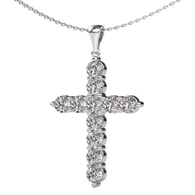 Pendant Cross 585 white gold diamond 2.75 crt
