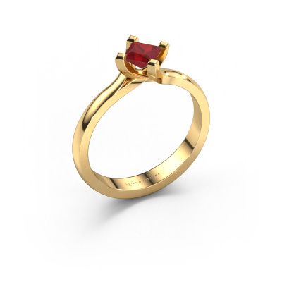 Engagement ring Dewi Square 585 gold ruby 4 mm