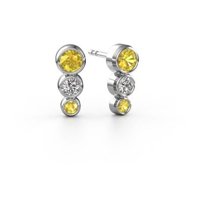 Ohrsteckers Linda 585 Weißgold Gelb Saphir 4 mm