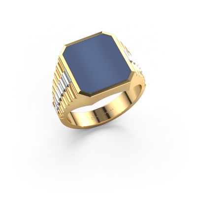 Signet ring Brent 3 585 gold blue sardonyx 14x12 mm