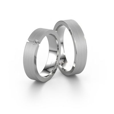 Wedding rings set WH0120LM15BM ±5x2 mm 14 Carat white gold diamond 0.03 crt