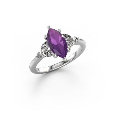 Engagement ring Megan MRQ 585 white gold amethyst 11x5.5 mm