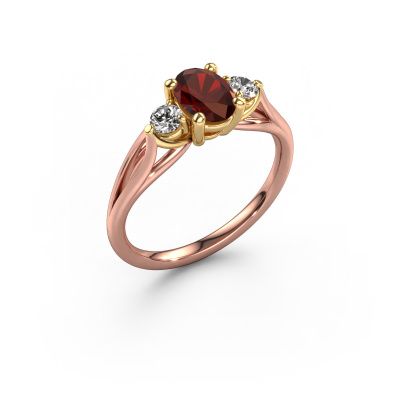 Engagement ring Amie OVL 585 rose gold garnet 7x5 mm