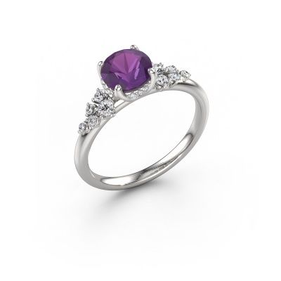 Engagement ring Emma RND 585 white gold amethyst 6.5 mm