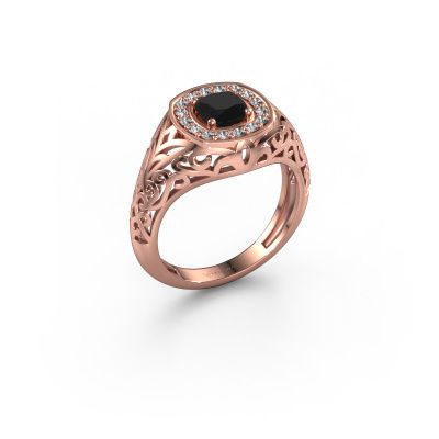 Heren ring Quinten 585 rosé goud zwarte diamant 0.86 crt