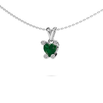 Necklace Cornelia Heart 585 white gold emerald 6 mm